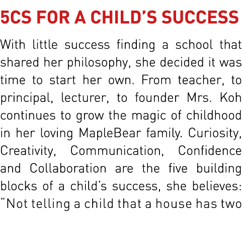 5CS FOR A CHILD S SUCCESS With little success finding a school that shared her philosophy, she decided it was time to   