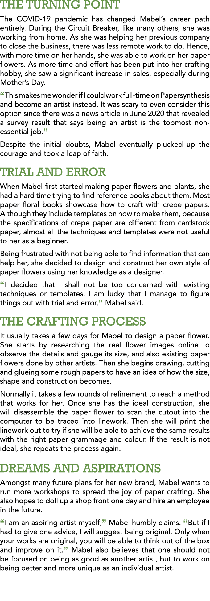 THE TURNING POINT The COVID-19 pandemic has changed Mabel s career path entirely  During the Circuit Breaker, like ma   